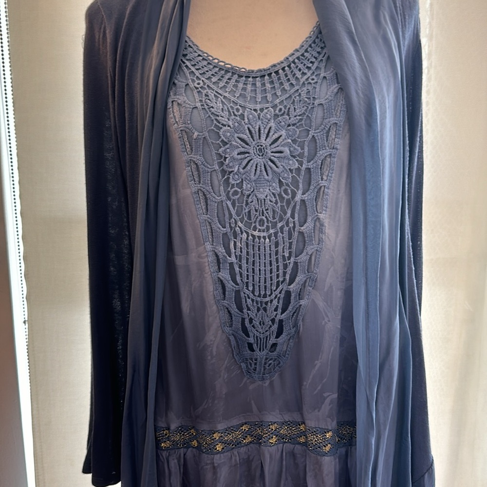 Made in Italy, silk Dress and Kimono/Cardigan Set